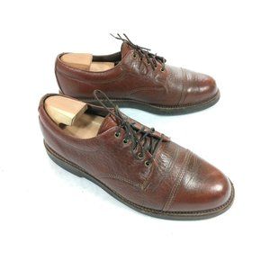 HS Trask 9 M Brown Leather Made in USA Cap Toe Lace Up Oxford Dress Shoes